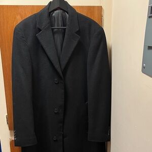 Lauren Ralph Lauren Classic Black Trench Coat, Wool, Semi-Vintage